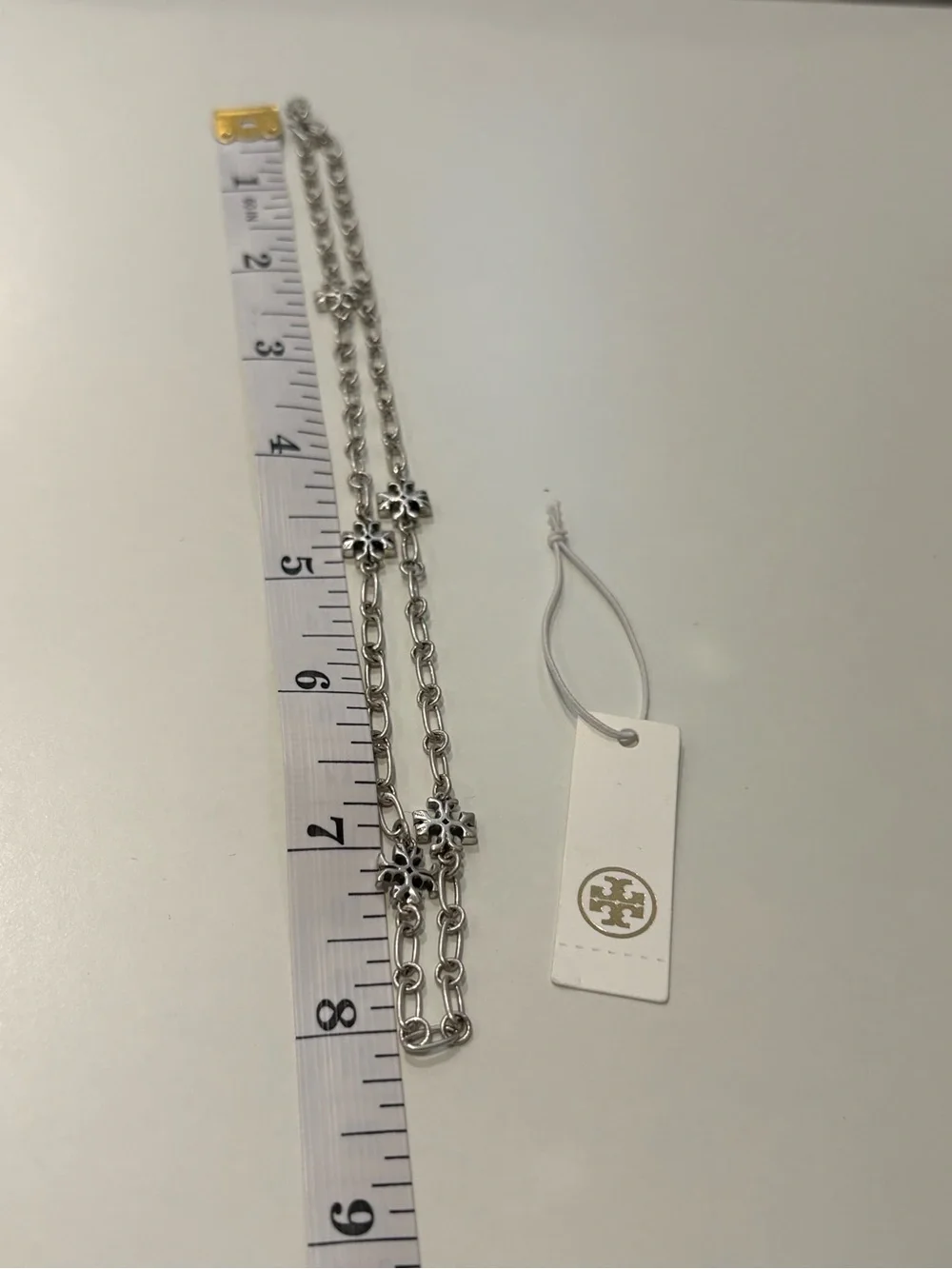 Tory Burch Silver-Tone Logo Link Necklace